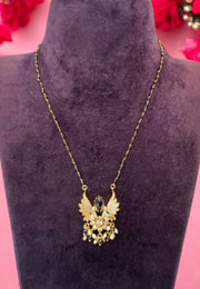 Beautiful simple black beads chain with uncut stone -perfect for any occasion